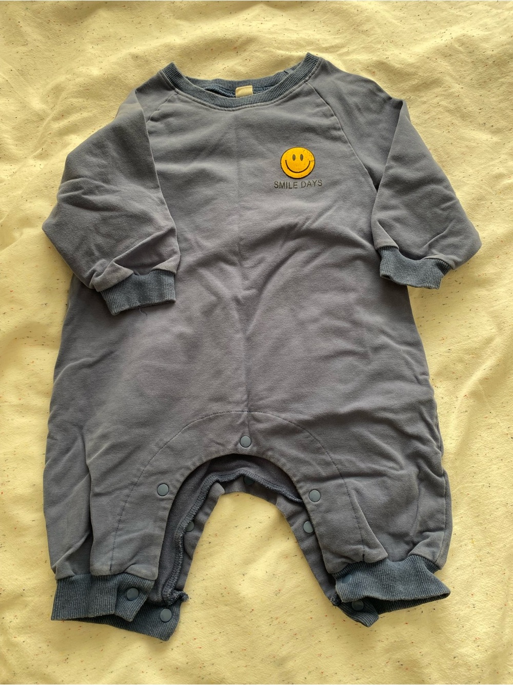Blue Smiley Face Romper One Piece Baby Coverall Size L
